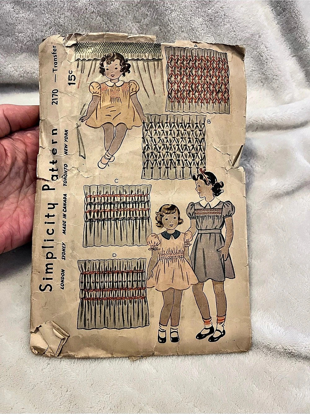 Vintage 1930’s Simplicity 282170 Vintage Smocking Transfer Sewing Pattern